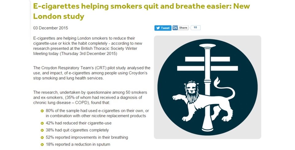 Νέα επίσημη βρετανική έρευνα: To 80% των ατμιστών κόβουν τελείως ή ελαττώνουν σημαντικά το κάπνισμα