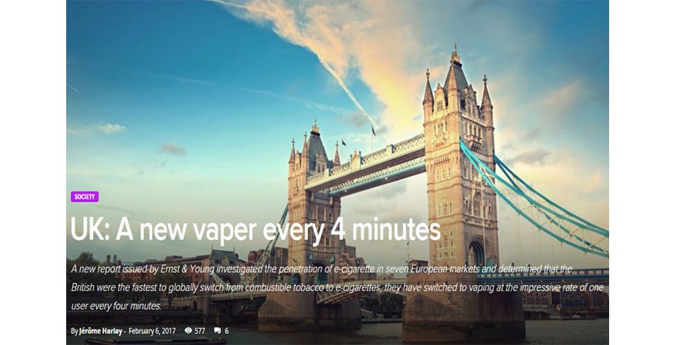 Αγγλία: Ένας καπνιστής μεταβαίνει στο ηλεκτρονικό τσιγάρο κάθε 4 λεπτά!